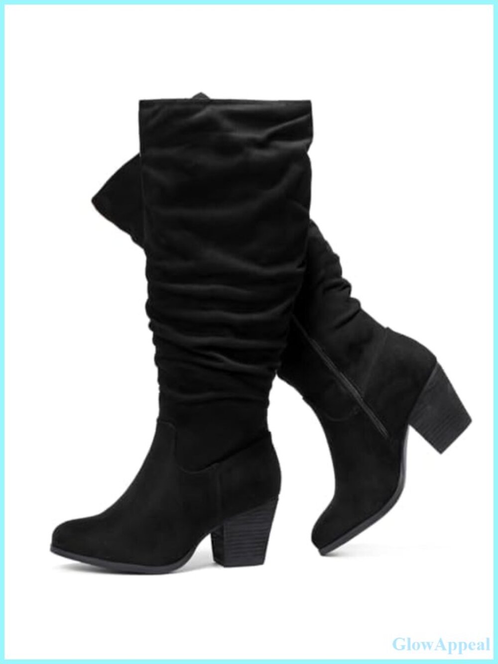 Extra Wide Calf Knee High Boots Memory Foam Side Zipper Low Heel